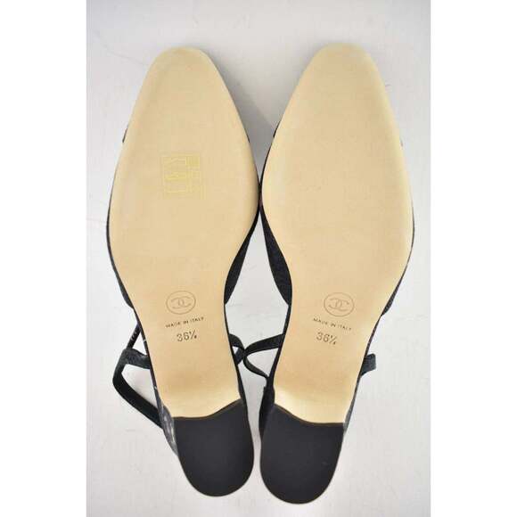 Chanel 22P Mademoiselle Coco Sling Black Grey Denim Slingback Sandal Heel 36.5 - Picture 12 of 12